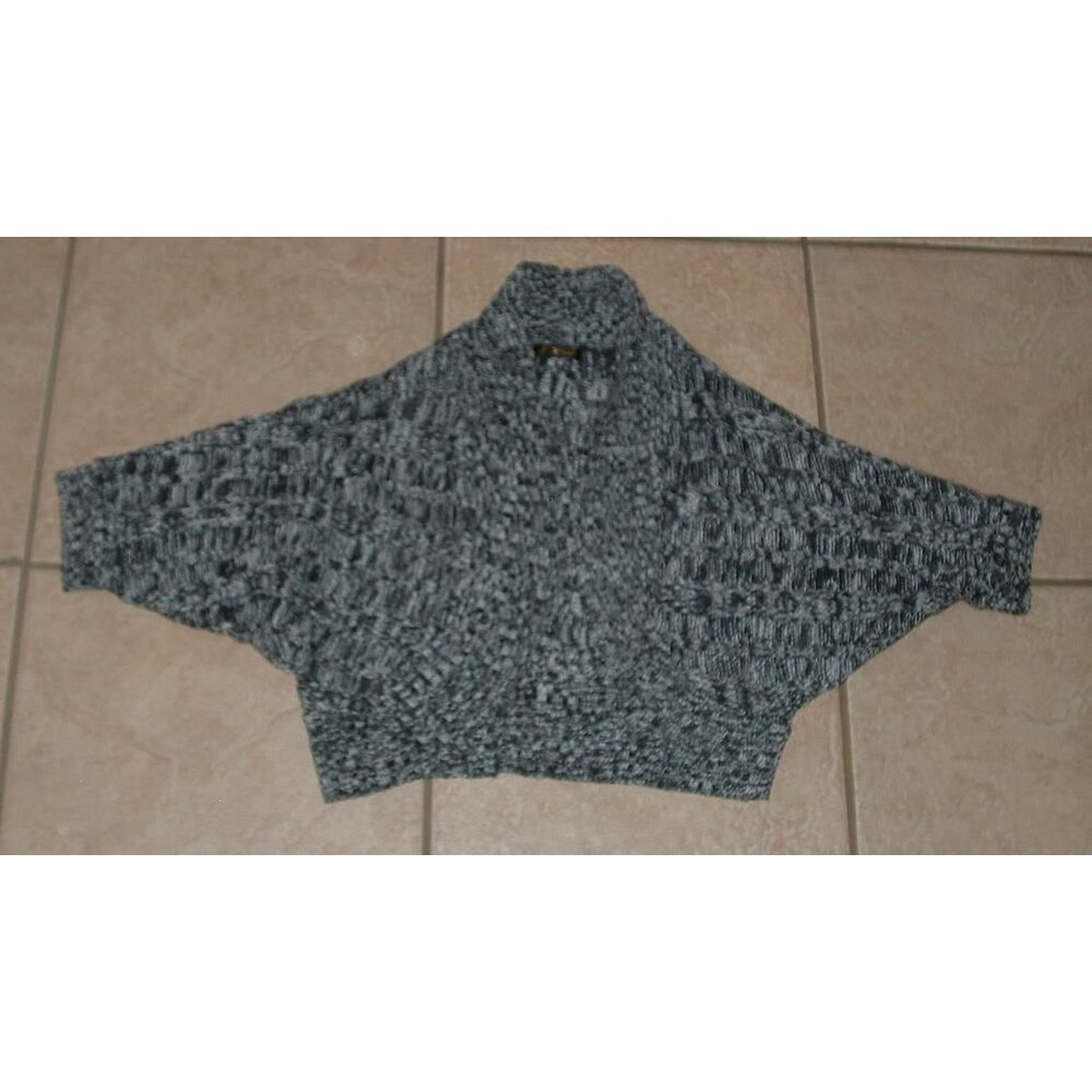 Marled Black Small / Medium Casual or Dress Stretchy Sweater Shrug RED PAINT